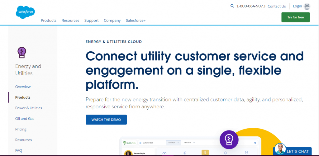 Screenshot of Energy Utilities cloud